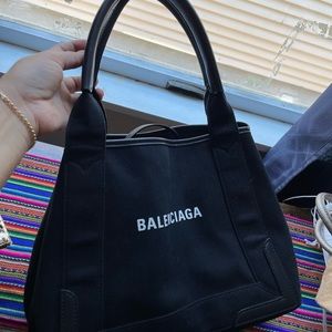 Balenciaga canvas and leather black bag